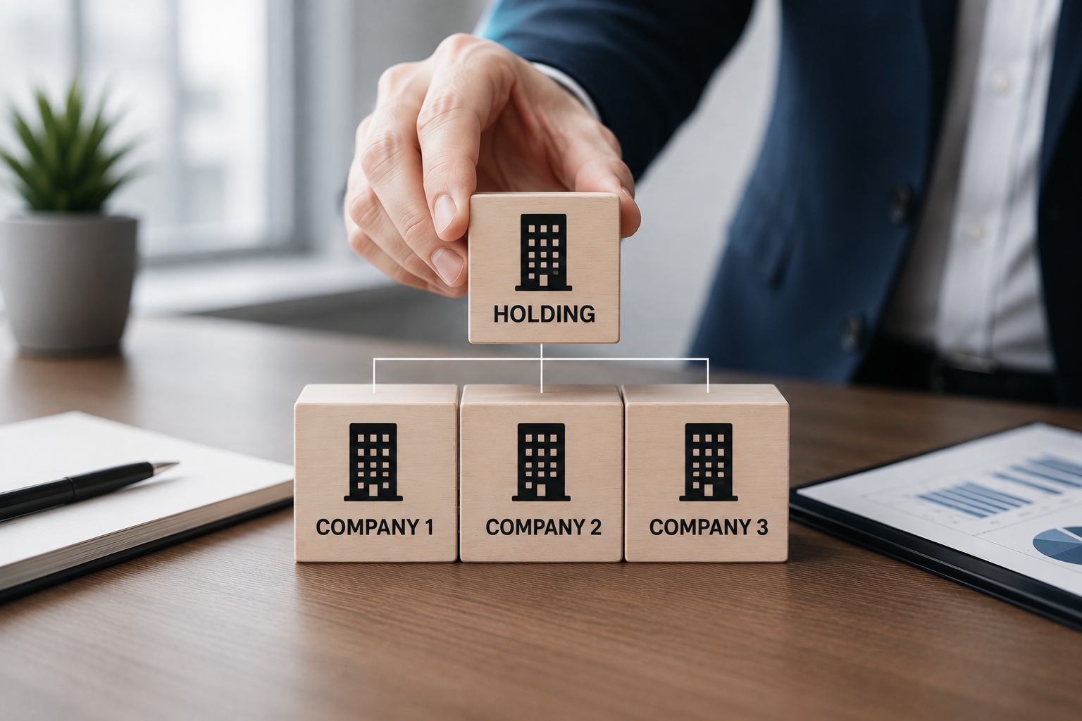 Holding company structure in Spain with a parent company and operating subsidiaries.
